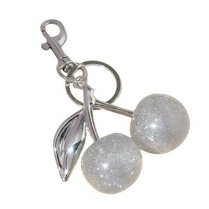 •Crystal Kiss• Sparkling Silver Cherry Bag Charms/Key Chain